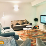 Sala de estar común de Estudios Los Arcos, apartamentos turísticos en el centro de Teruel